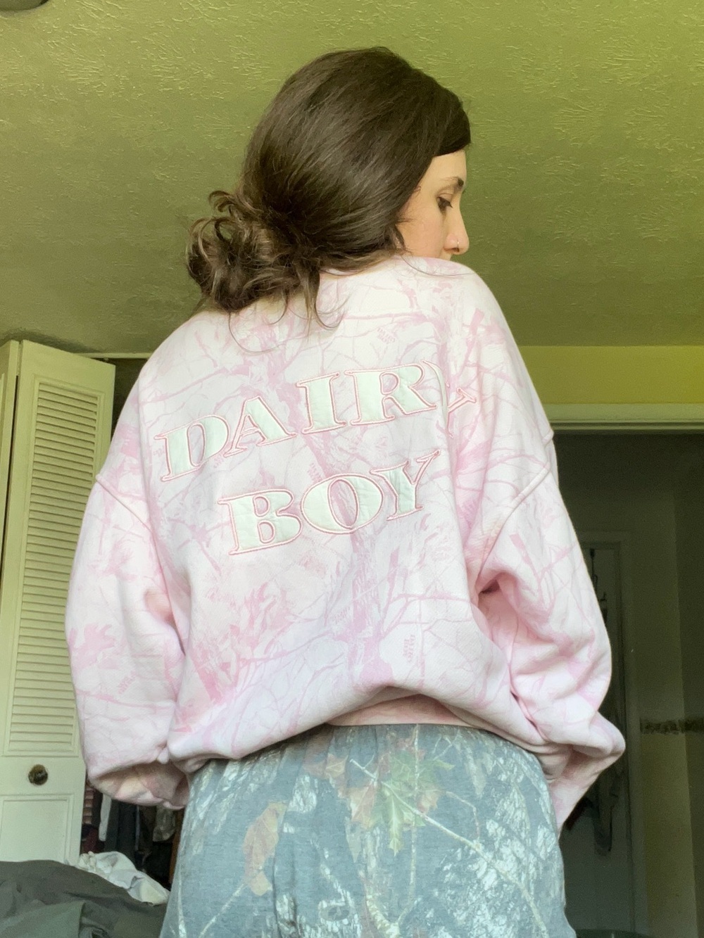 DAIRY BOY Pink Tie-Dye Crewneck Sweatshirt